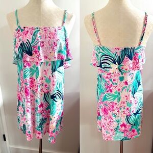 Lilly Pulitzer Anastasha Pink and Green Tropical Sundress
